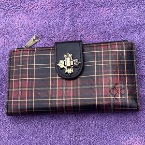 Patricia Nash Black & Burgundy Plaid Zip Wallet